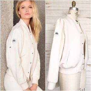 ALO YOGA WHITE BOMBER- LIGHTLY USED